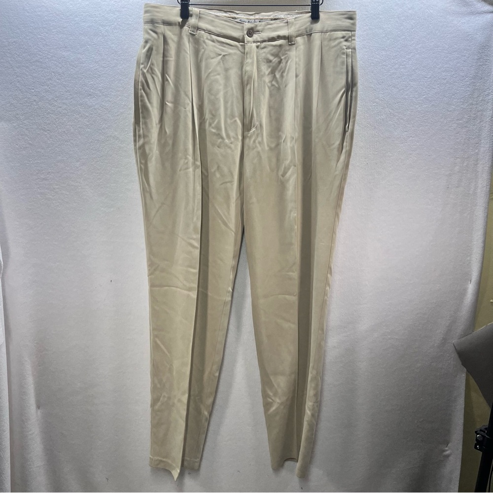 Tommy Bahama 100% Silk Dress Pants Slacks Mens 36/34 Tan Khaki Comfy‎ 2976